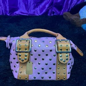 Pink and brown handbag